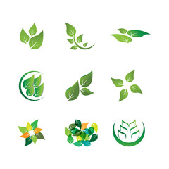 Logos of green Tree leaf ecology nature element vector