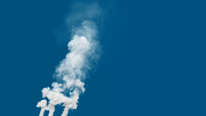 white heavy carbon smoke column exhaust from factory, isolated - industrial 3D rendering