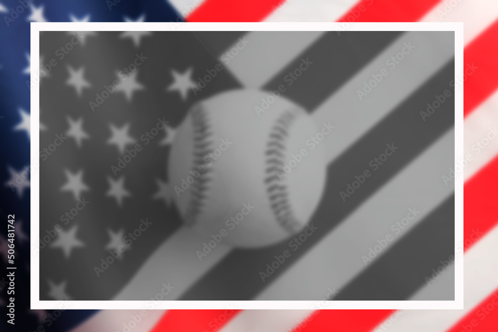 Canvas Prints american baseball sport concept with blurred baseball on flag for patriotism background. - Canvas Prints