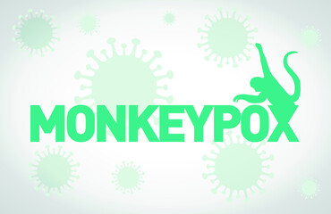 Monkeypox virus banner design. Monkey silhouette. Dangerous disease, wound on the body.