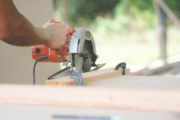 Background image of furniture woodworking workshop, carpenters industrial wooden material work...