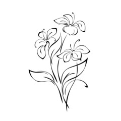 ornament 2327. bouquet of stylized flowers on long stems with leaves. graphic decor