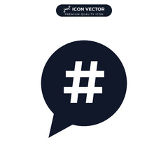 Obraz premium hashtag logo in bubble icon symbol template for graphic and web design collection logo vector illustration