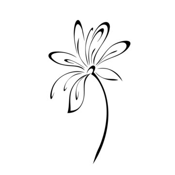 ornament 2328. one stylized blooming flower on a short stalk without leaves. graphic decor