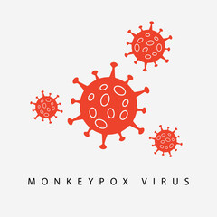 Virus icon sign monkeypox in red color. Pox virus concept.  clipart illustration