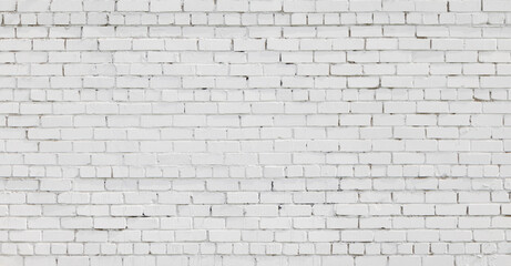 Obraz premium Panoramic White Brick Wall Background.
