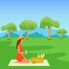 Obraz na płótnie Canvas image jpeg illustration Picnic or date in park food woman