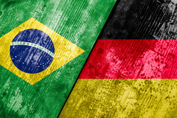 Boards with flags of Brazil and Germany.