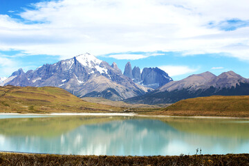Landscape view of Torres del Paine National Park, Patagonia, Chile.