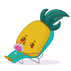 kawaii pineapple character summer sticker