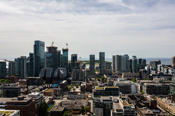 South Etobicoke  dron views  Parklawn queen street west  mimco condos in view  ask well as lake ontario 