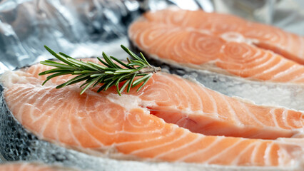 fresh salmon steaks with lemon and rosemary