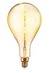 LED filament tungsten vintage pear shaped light bulb, isolated 
