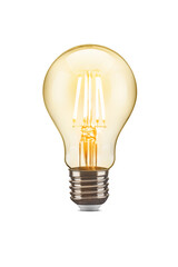 LED filament tungsten vintage light bulb, isolated on white background - obrazy, fototapety, plakaty