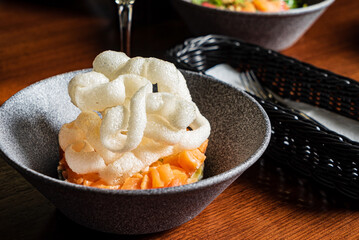 fish tartare with parmesan foam