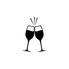 Clink glasses graphic icon isolated on white background