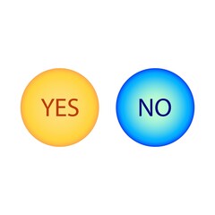 yellow yes button and blue no button on white background