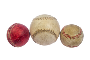 Vintage baseball and Cricket stress ball isolated on a white background.