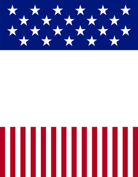 United States of America banner. American style banner. USA flag theme. Stars and stripes. Land of the free and the home of the brave. Star-spangled.