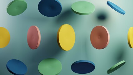 3D Rendered Abstract Background with Colorful Bright Round Elements