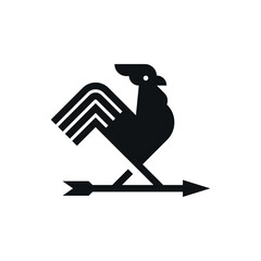 Rooster arrow weathervane modern logo vector icon illustration. - obrazy, fototapety, plakaty