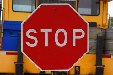 stop traffic sign on railway road track forbidden access 404 server error