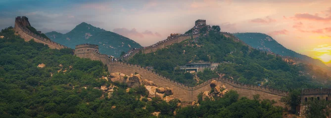 Papier Peint photo Lavable Mur chinois Vue sur la grande muraille de Chine