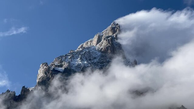 Top of south Ushba, one of the most notable peak of the Caucasus Mountains, Georgia.