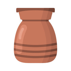 Brown flower pot on white background in flate style. Vector image