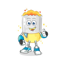 cigarette robot character. cartoon mascot vector