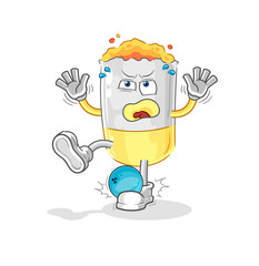 cigarette hiten by bowling cartoon. cartoon mascot vector