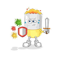 cigarette against viruses cartoon. cartoon mascot vector