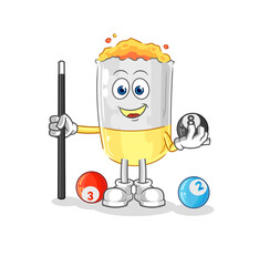cigarette plays billiard character. cartoon mascot vector