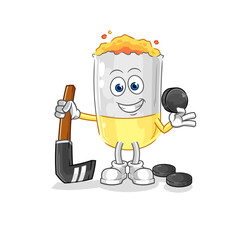 cigarette playing hockey vector. cartoon character