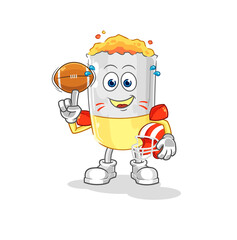 Obraz premium cigarette playing rugby character. cartoon mascot vector