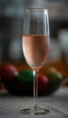 Ice cold glass of rose wine