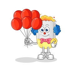 cigarette clown with balloons vector. cartoon character