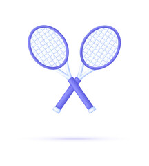 3D Tennis rackets isolated on white background. Sport concept. Can be used for many purposes.