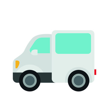 White truck minivan bus car vector delivery