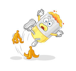 cigarette slipped on banana. cartoon mascot vector