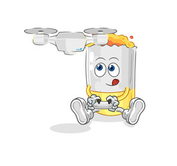 cigarette with drone character. cartoon mascot vector