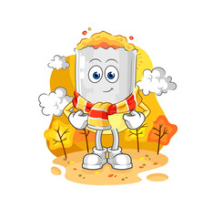 cigarette in the autumn. cartoon mascot vector