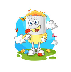 cigarette pick flowers in spring. character vector