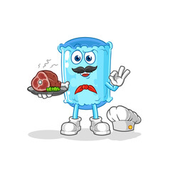 bolster pillow chef with meat mascot. cartoon vector