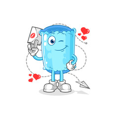 bolster pillow hold love letter illustration. character vector