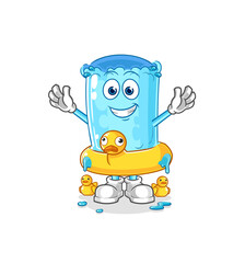 bolster pillow with duck buoy cartoon. cartoon mascot vector