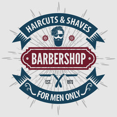 Fototapeta premium Barbershop poster, banner template with Bearded men. Vector illustration