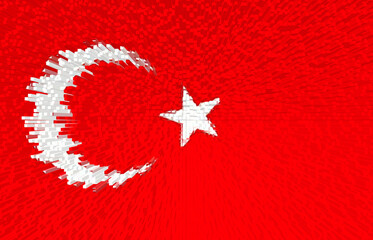 Obraz premium 3d illustration of Turkish flag. The flag of Turkey is white and red.