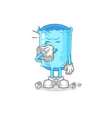 bolster pillow blowing nose character. cartoon mascot vector