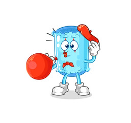 Naklejka premium bolster pillow pantomime blowing balloon. cartoon mascot vector